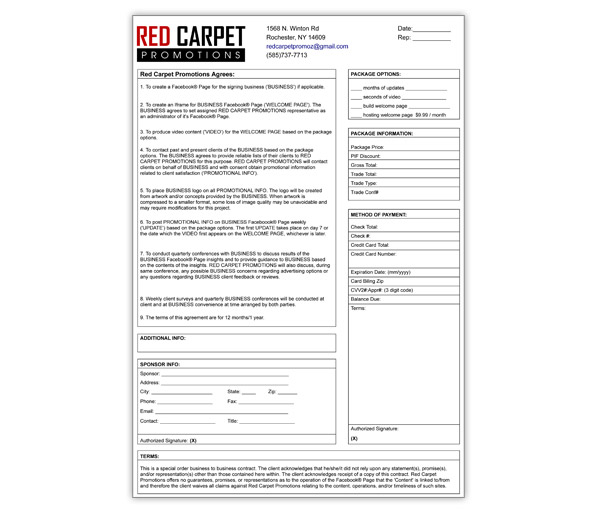 Contract for Red Carpet Promotions