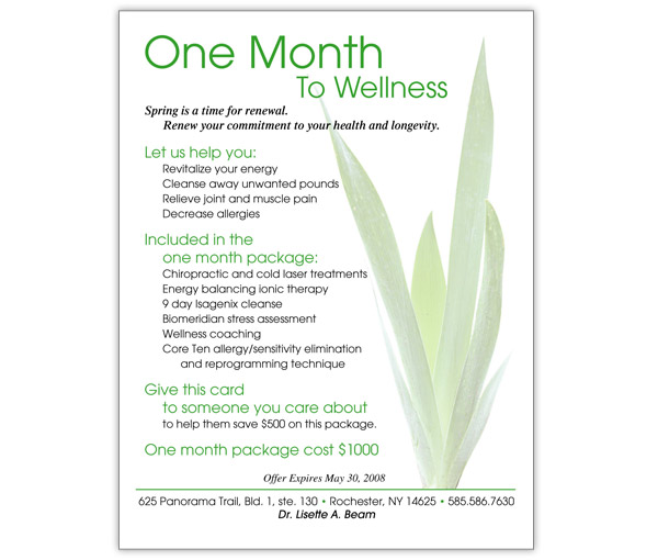 Whole Health Chiropractic Month to Wellness Mailer